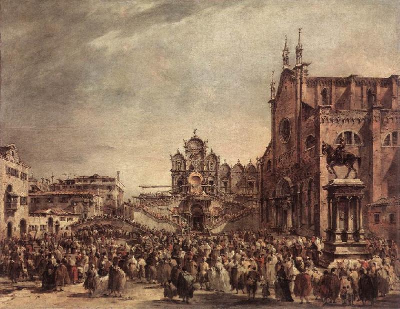 GUARDI, Francesco Pope Pius VI Blessing the People on Campo Santi Giovanni e Paolo sdg